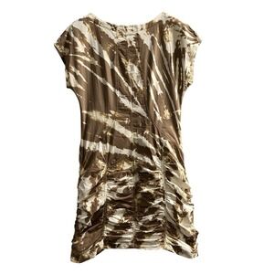 XCVI Wearables Dress Womens XL Aviana Brown Tye Die Ruched Mini Comfort Lagen